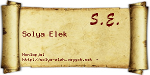 Solya Elek névjegykártya